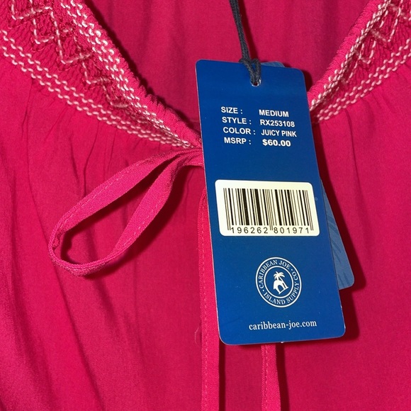 Caribbean Joe Off the shoulder tie neck dress Navy Blue Beach Size L - Picture 8 of 8